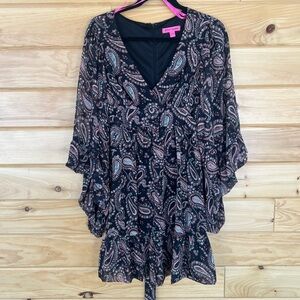 Betsey Johnson Black and Pink Paisley Dress